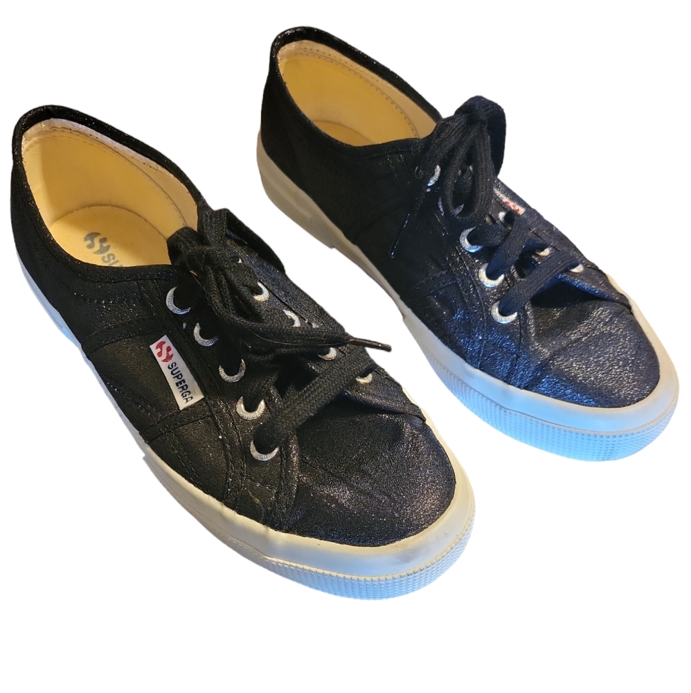Superga Black shimmering  sneakers